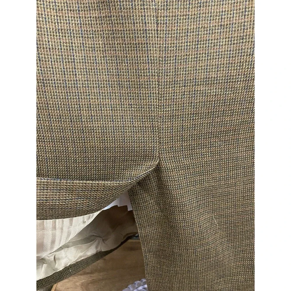Ralph Lauren Lambs Wool Sports Coat Jacket Brown Windowpayne 39 Regular